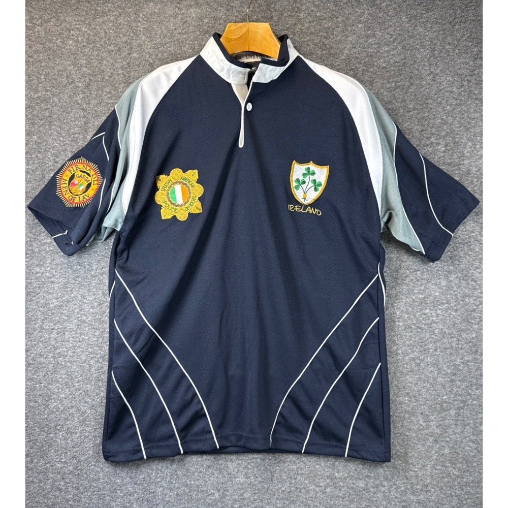 Live For Rugby Jersey Mens L Navy Blue Irish American Police Garda Hipster Polo